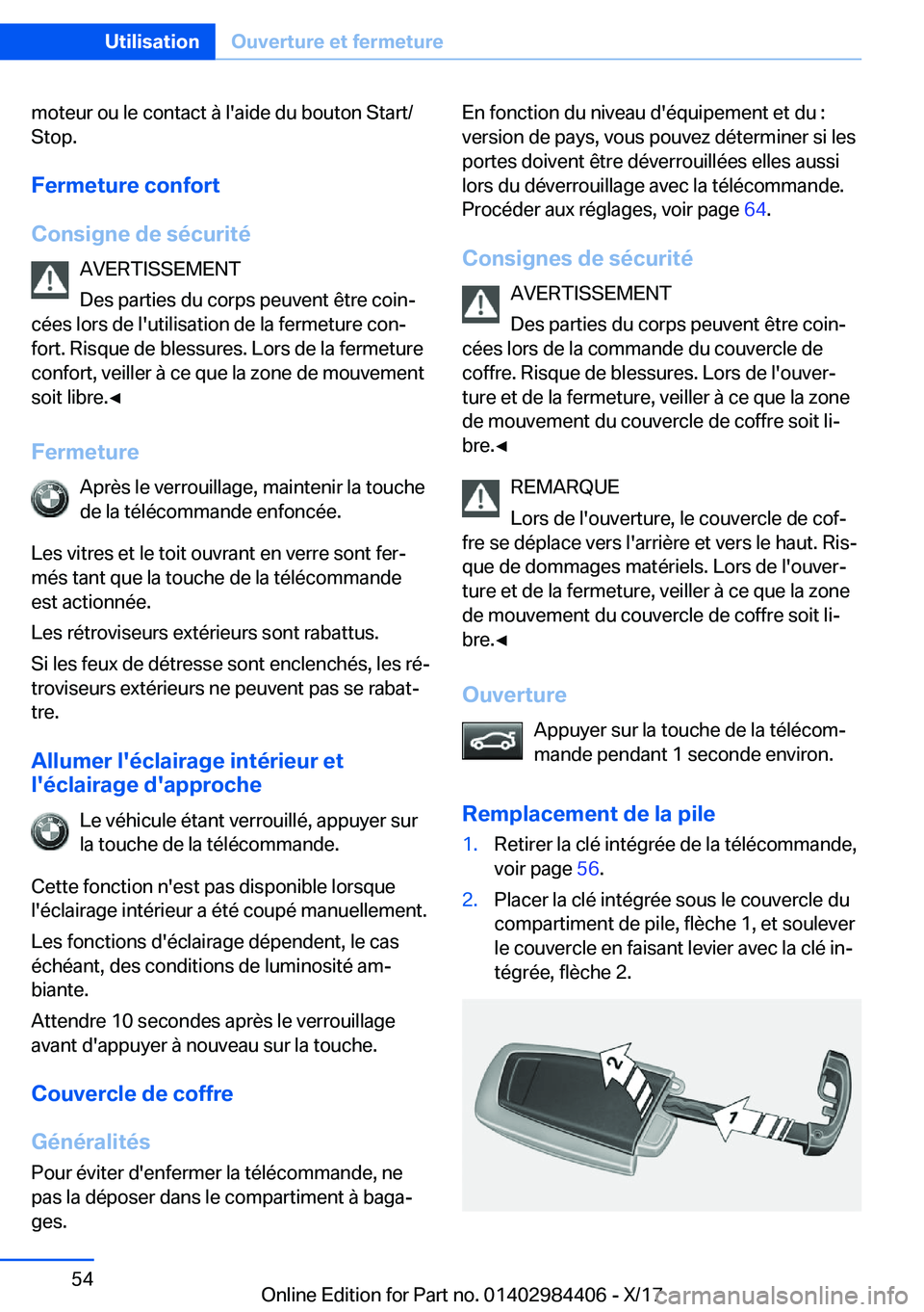 BMW 4 SERIES COUPE 2018  Notices Demploi (in French) �m�o�t�e�u�r� �o�u� �l�e� �c�o�n�t�a�c�t� �