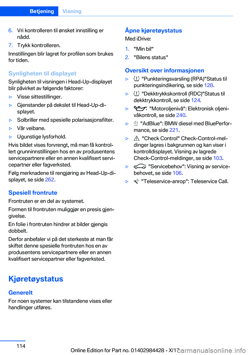 BMW 4 SERIES COUPE 2018  InstruksjonsbØker (in Norwegian) �6�.�V�r�i� �k�o�n�t�r�o�l�l�e�r�e�n� �t�i�l� �