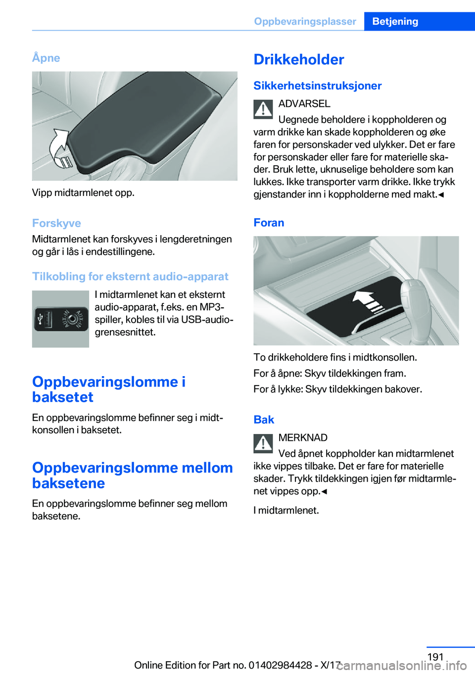 BMW 4 SERIES COUPE 2018  InstruksjonsbØker (in Norwegian) �