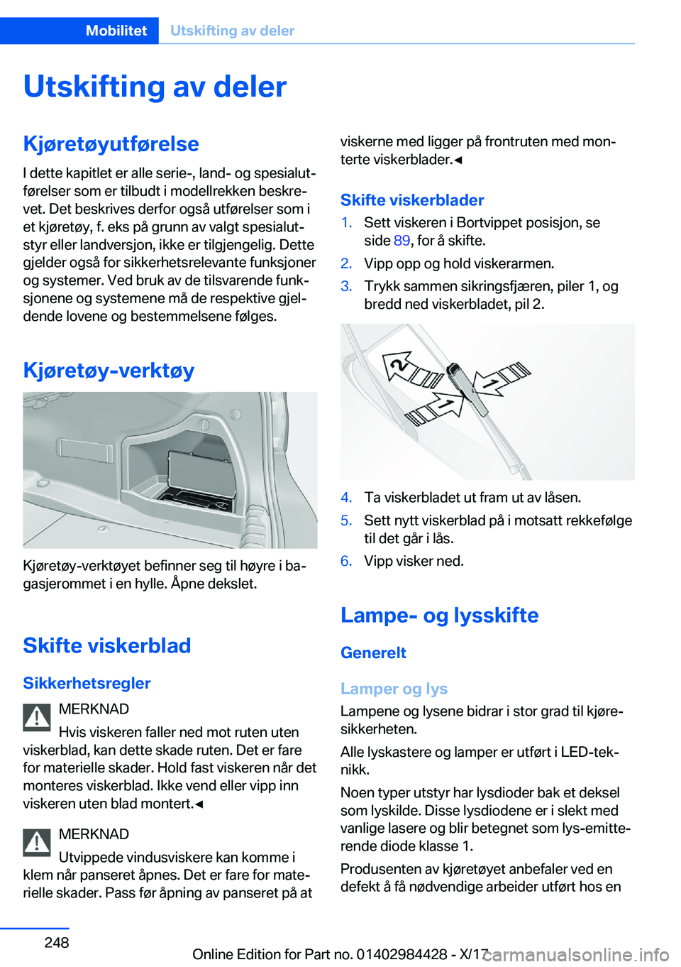 BMW 4 SERIES COUPE 2018  InstruksjonsbØker (in Norwegian) �U�t�s�k�i�f�t�i�n�g��a�v��d�e�l�e�r�K�j�