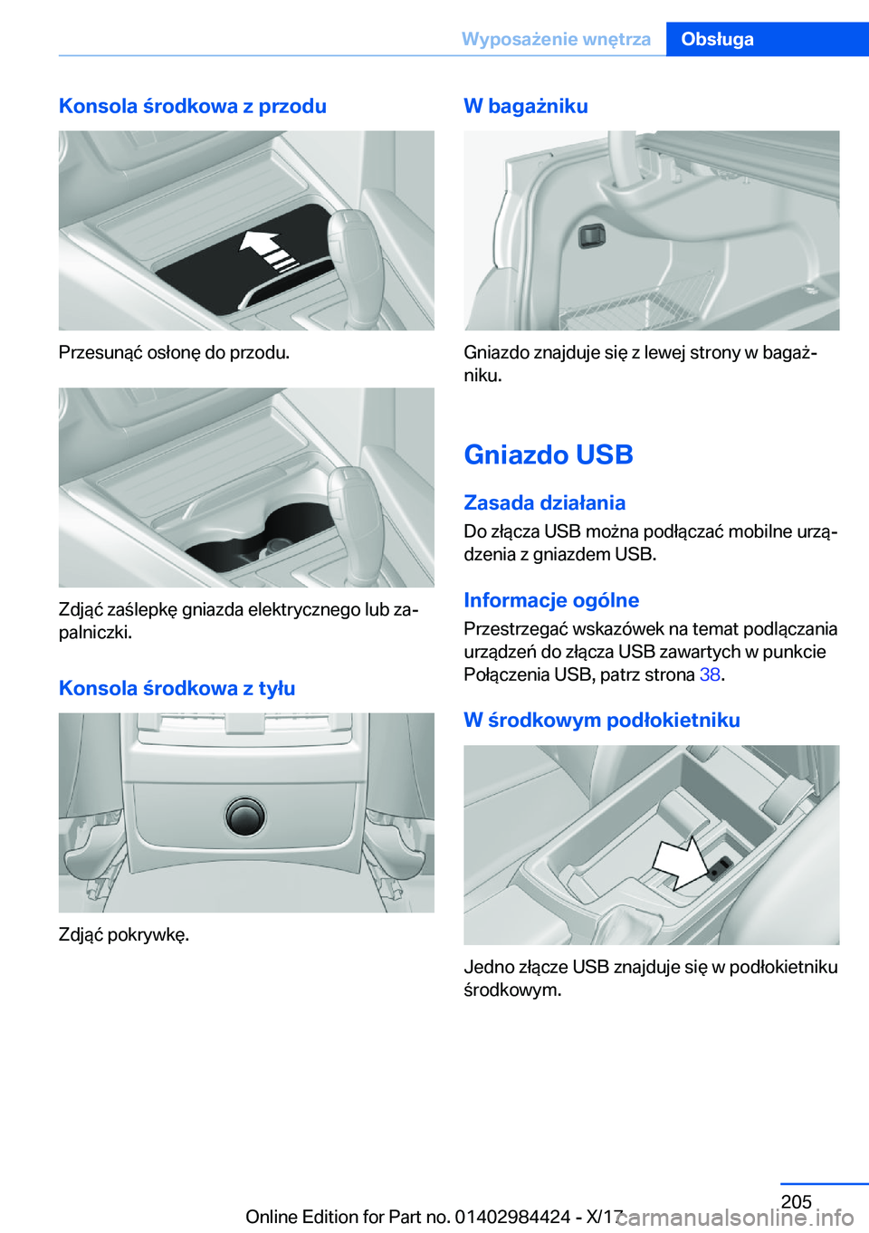 BMW 4 SERIES COUPE 2018  Instrukcja obsługi (in Polish) �K�o�n�s�o�l�a��r�o�d�k�o�w�a��z��p�r�z�o�d�u
�P�r�z�e�s�u�n�