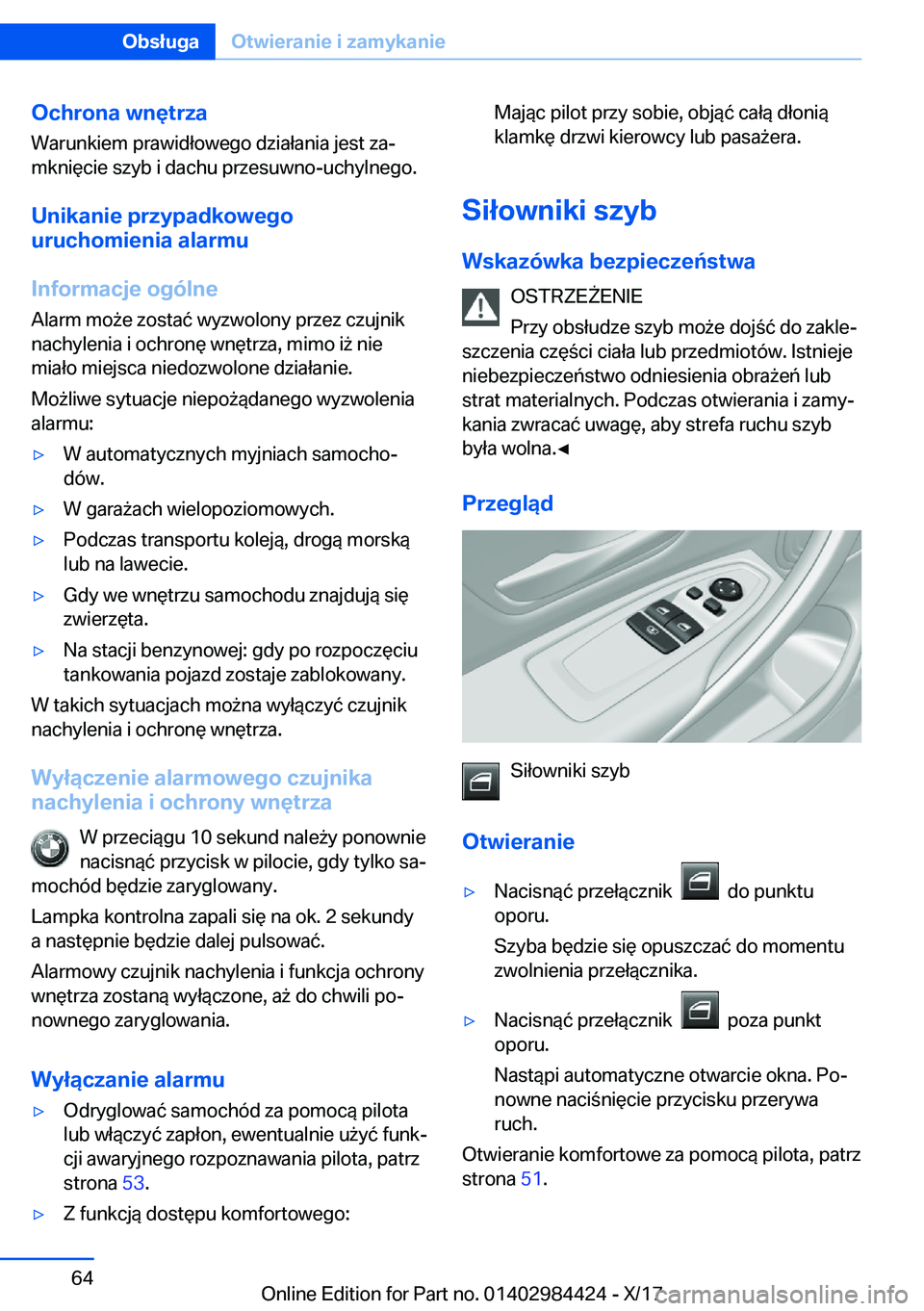 BMW 4 SERIES COUPE 2018  Instrukcja obsługi (in Polish) �O�c�h�r�o�n�a��w�n�