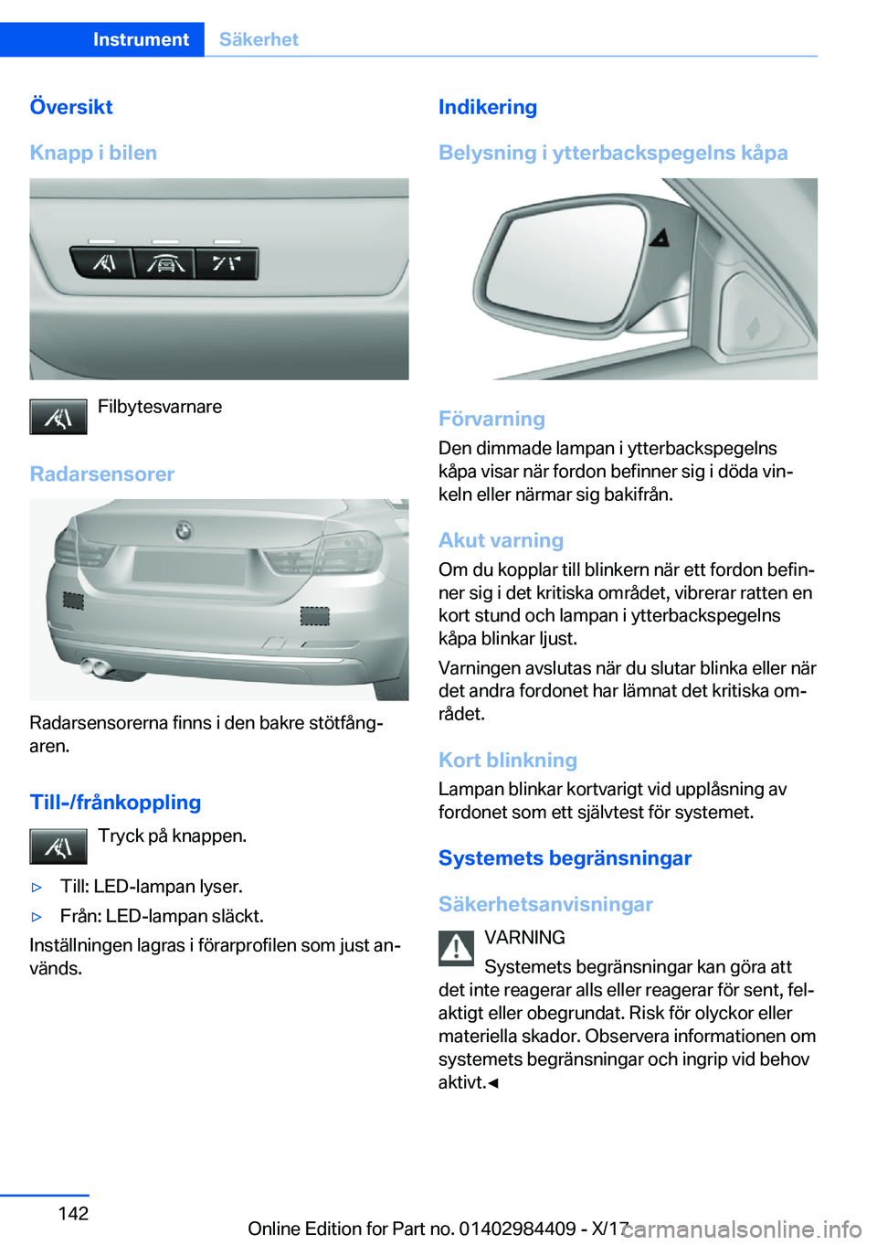 BMW 4 SERIES COUPE 2018  InstruktionsbÖcker (in Swedish) �