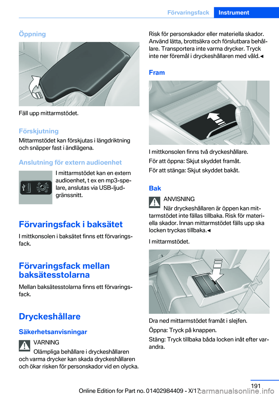 BMW 4 SERIES COUPE 2018  InstruktionsbÖcker (in Swedish) �