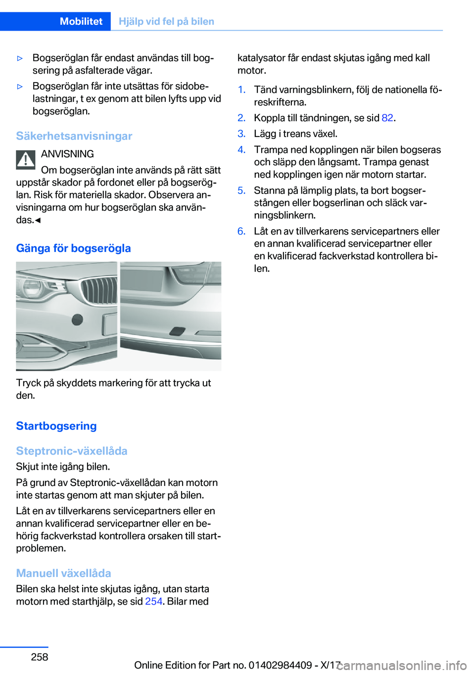 BMW 4 SERIES COUPE 2018  InstruktionsbÖcker (in Swedish) y�B�o�g�s�e�r�