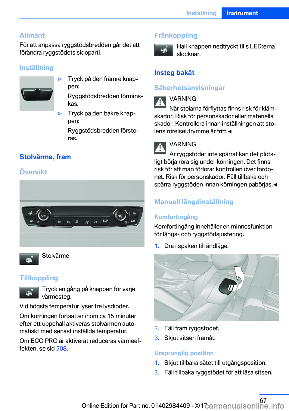 BMW 4 SERIES COUPE 2018  InstruktionsbÖcker (in Swedish) �A�l�l�m�ä�n�t
�F�