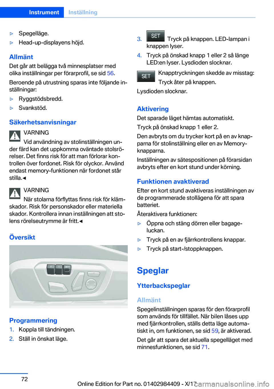 BMW 4 SERIES COUPE 2018  InstruktionsbÖcker (in Swedish) y�S�p�e�g�e�l�l�ä�g�e�.y�H�e�a�d�-�u�p�-�d�i�s�p�l�a�y�e�n�s� �h�