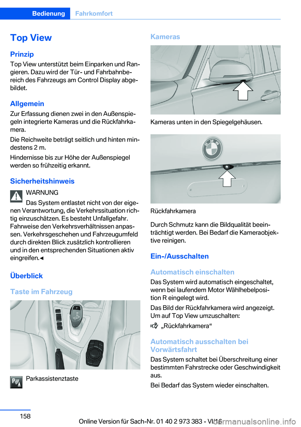 BMW 4 SERIES COUPE 2017  Betriebsanleitungen (in German) �T�o�p��V�i�e�w
�P�r�i�n�z�i�p �T�o�p� �V�i�e�w� �u�n�t�e�r�s�t�