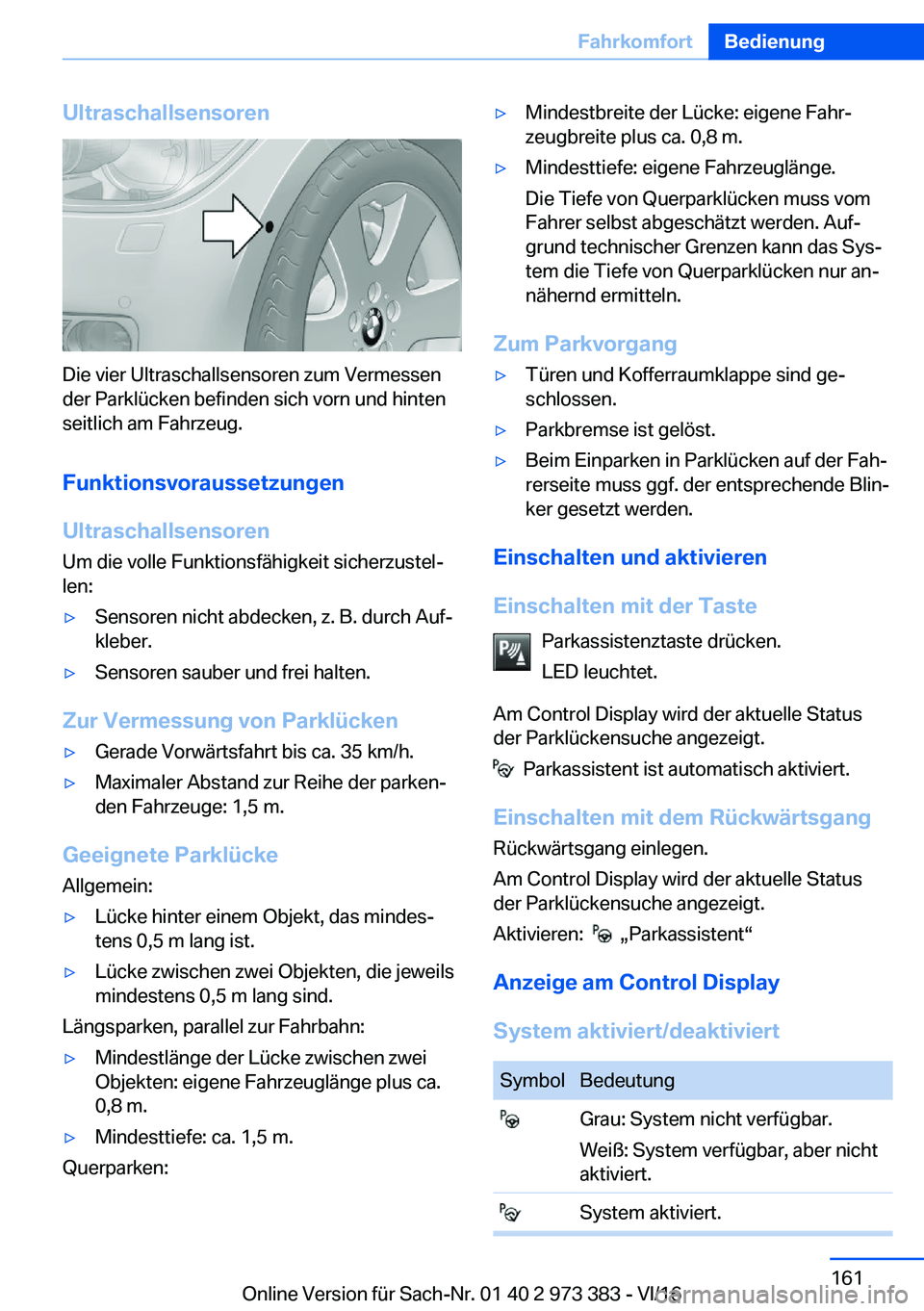 BMW 4 SERIES COUPE 2017  Betriebsanleitungen (in German) �U�l�t�r�a�s�c�h�a�l�l�s�e�n�s�o�r�e�n
�D�i�e� �v�i�e�r� �U�l�t�r�a�s�c�h�a�l�l�s�e�n�s�o�r�e�n� �z�u�m� �V�e�r�m�e�s�s�e�n
�d�e�r� �P�a�r�k�l�