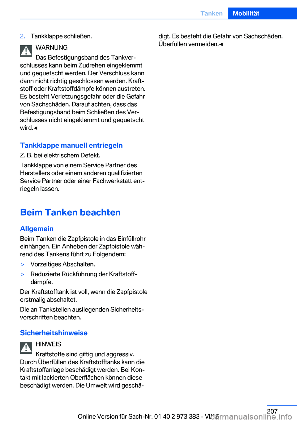 BMW 4 SERIES COUPE 2017  Betriebsanleitungen (in German) �2�.�T�a�n�k�k�l�a�p�p�e� �s�c�h�l�i�e�