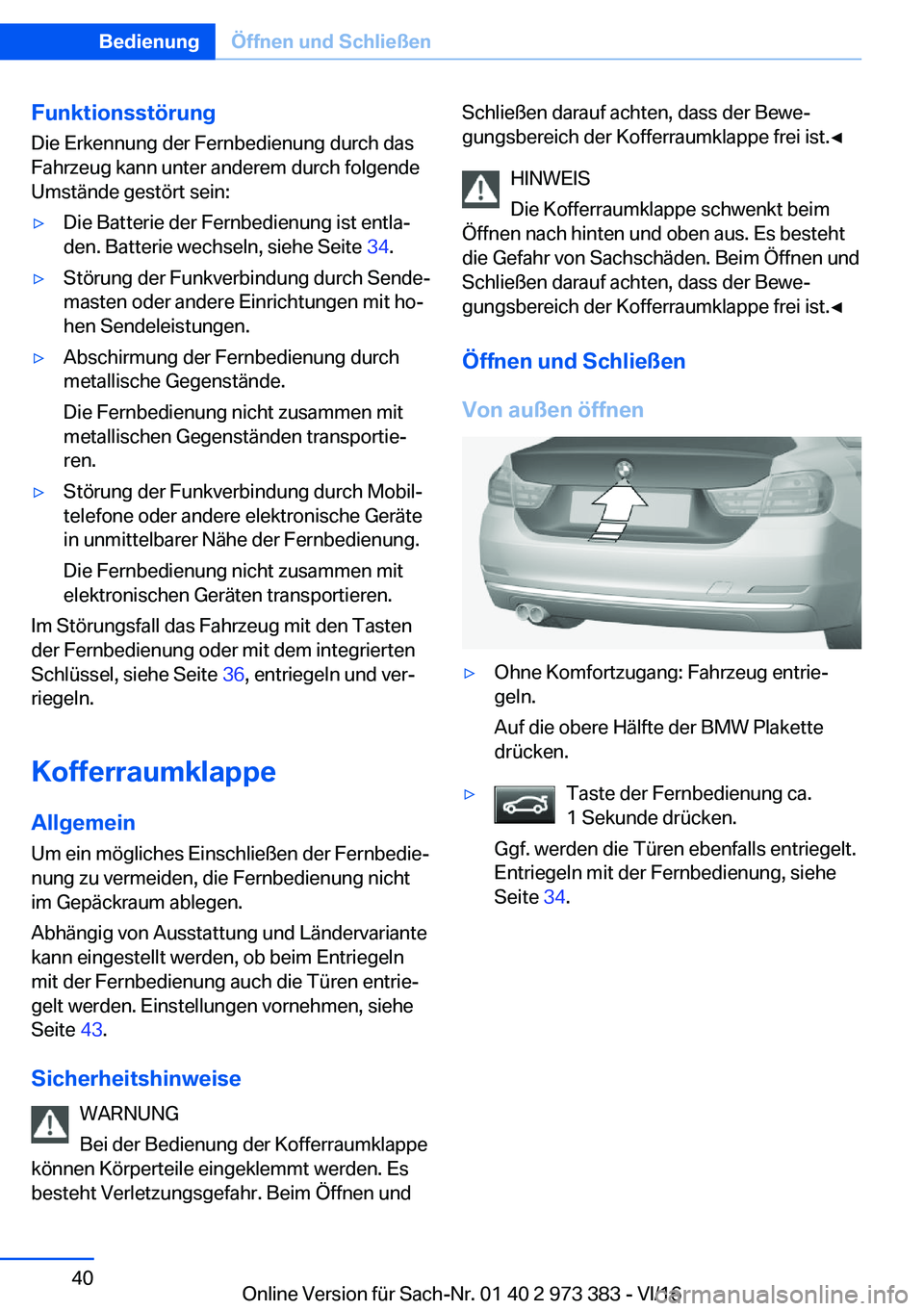 BMW 4 SERIES COUPE 2017  Betriebsanleitungen (in German) �F�u�n�k�t�i�o�n�s�s�t�
