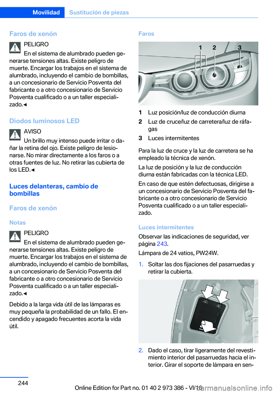 BMW 4 SERIES COUPE 2017  Manuales de Empleo (in Spanish) �F�a�r�o�s��d�e��x�e�n�