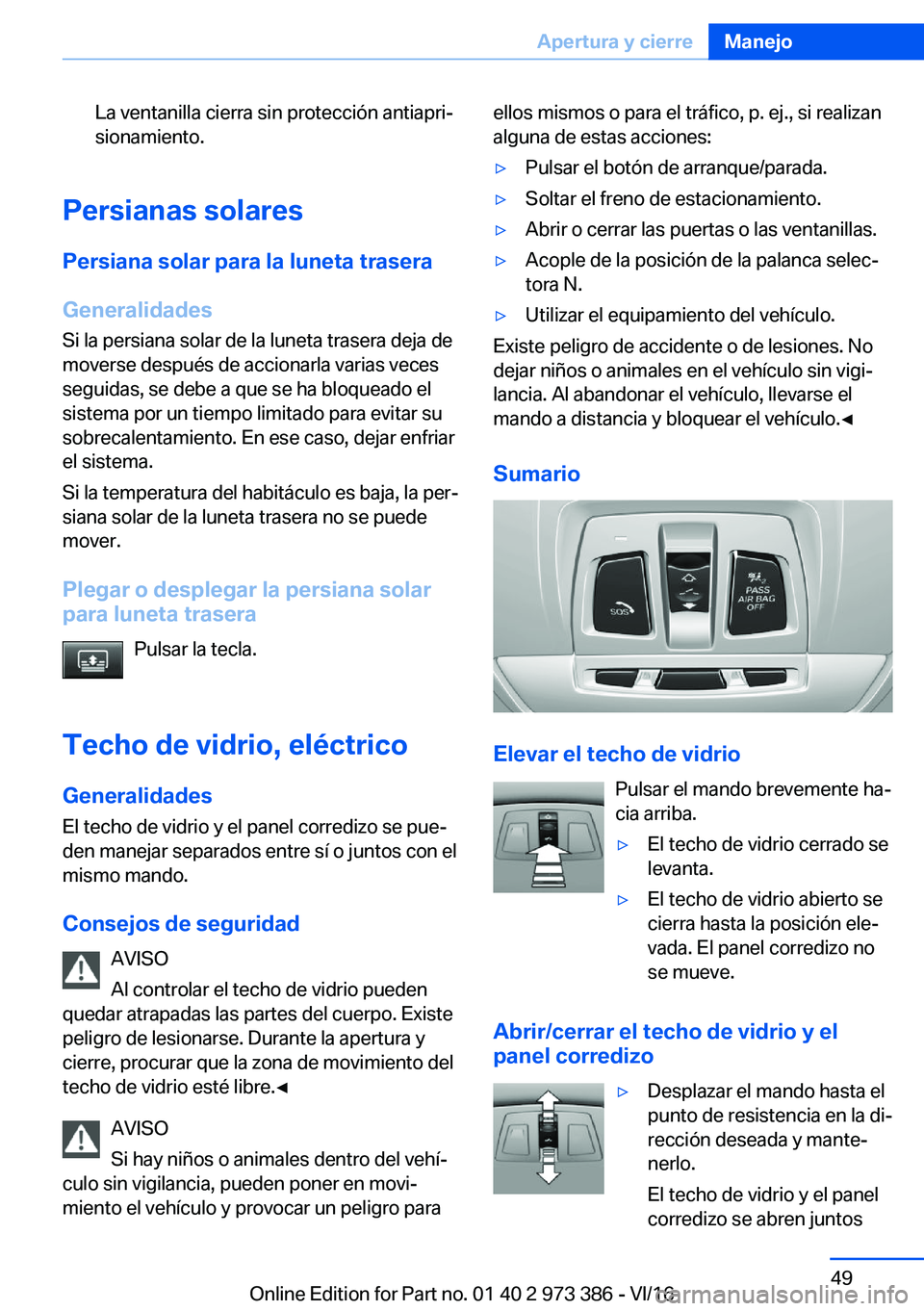 BMW 4 SERIES COUPE 2017  Manuales de Empleo (in Spanish) �L�a� �v�e�n�t�a�n�i�l�l�a� �c�i�e�r�r�a� �s�i�n� �p�r�o�t�e�c�c�i�