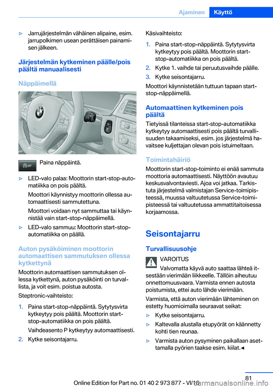 BMW 4 SERIES COUPE 2017  Omistajan Käsikirja (in Finnish) 'y�J�a�r�r�u�j�