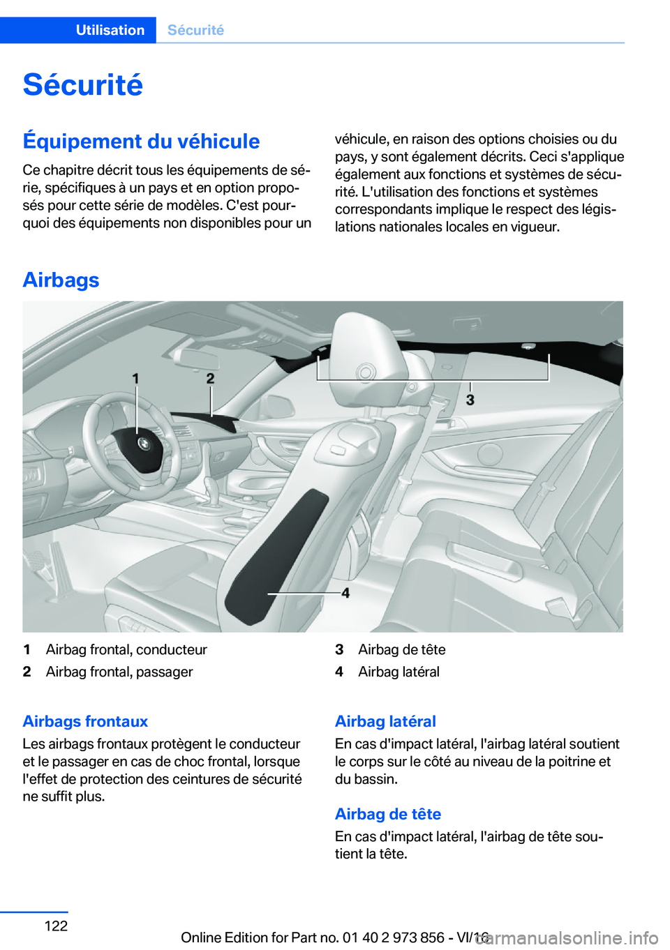BMW 4 SERIES COUPE 2017  Notices Demploi (in French) �S�é�c�u�r�i�t�é�