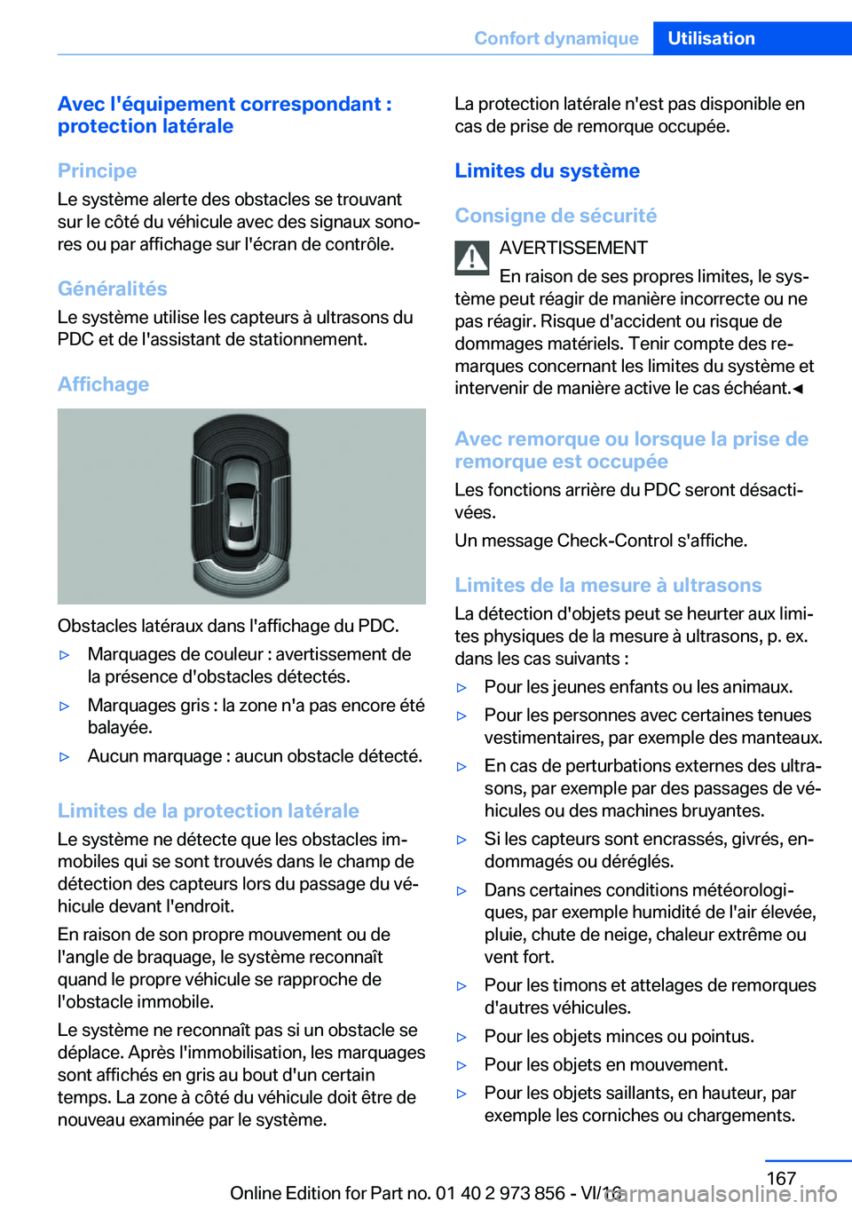 BMW 4 SERIES COUPE 2017  Notices Demploi (in French) �A�v�e�c��l�'�é�q�u�i�p�e�m�e�n�t��c�o�r�r�e�s�p�o�n�d�a�n�t��:�p�r�o�t�e�c�t�i�o�n��l�a�t�é�r�a�l�e
�P�r�i�n�c�i�p�e �L�e� �s�y�s�t�è�m�e� �a�l�e�r�t�e� �d�e�s� �o�b�s�t�a�c�l�e�s� �s�e� �