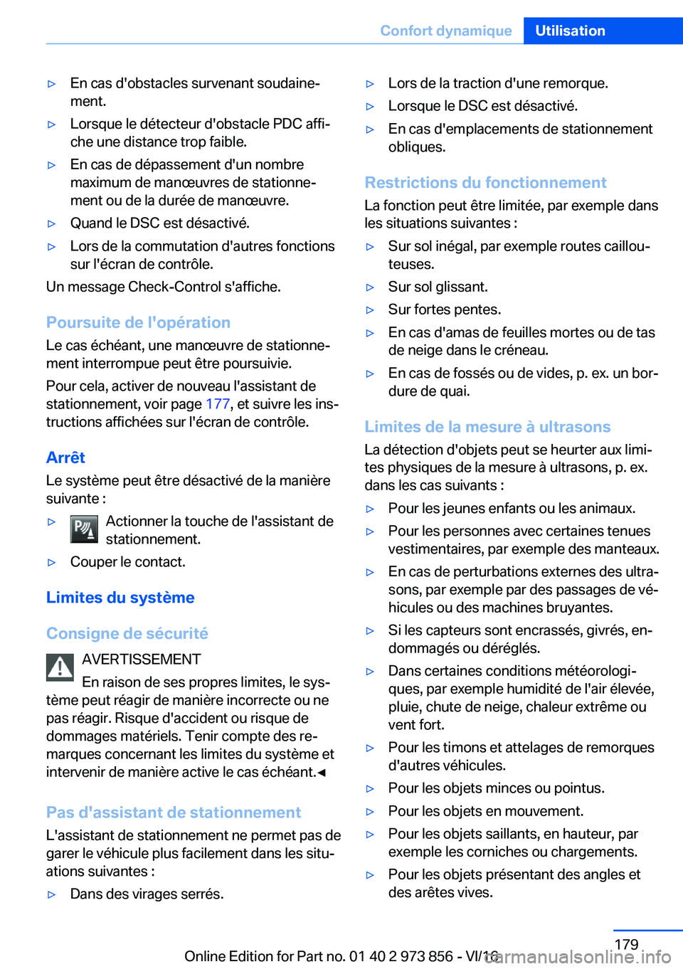 BMW 4 SERIES COUPE 2017  Notices Demploi (in French) 'y�E�n� �c�a�s� �d�'�o�b�s�t�a�c�l�e�s� �s�u�r�v�e�n�a�n�t� �s�o�u�d�a�i�n�ej�m�e�n�t�.'y�L�o�r�s�q�u�e� �l�e� �d�é�t�e�c�t�e�u�r� �d�'�o�b�s�t�a�c�l�e� �P�D�C� �a�f�f�ij�c�h�e� �u�