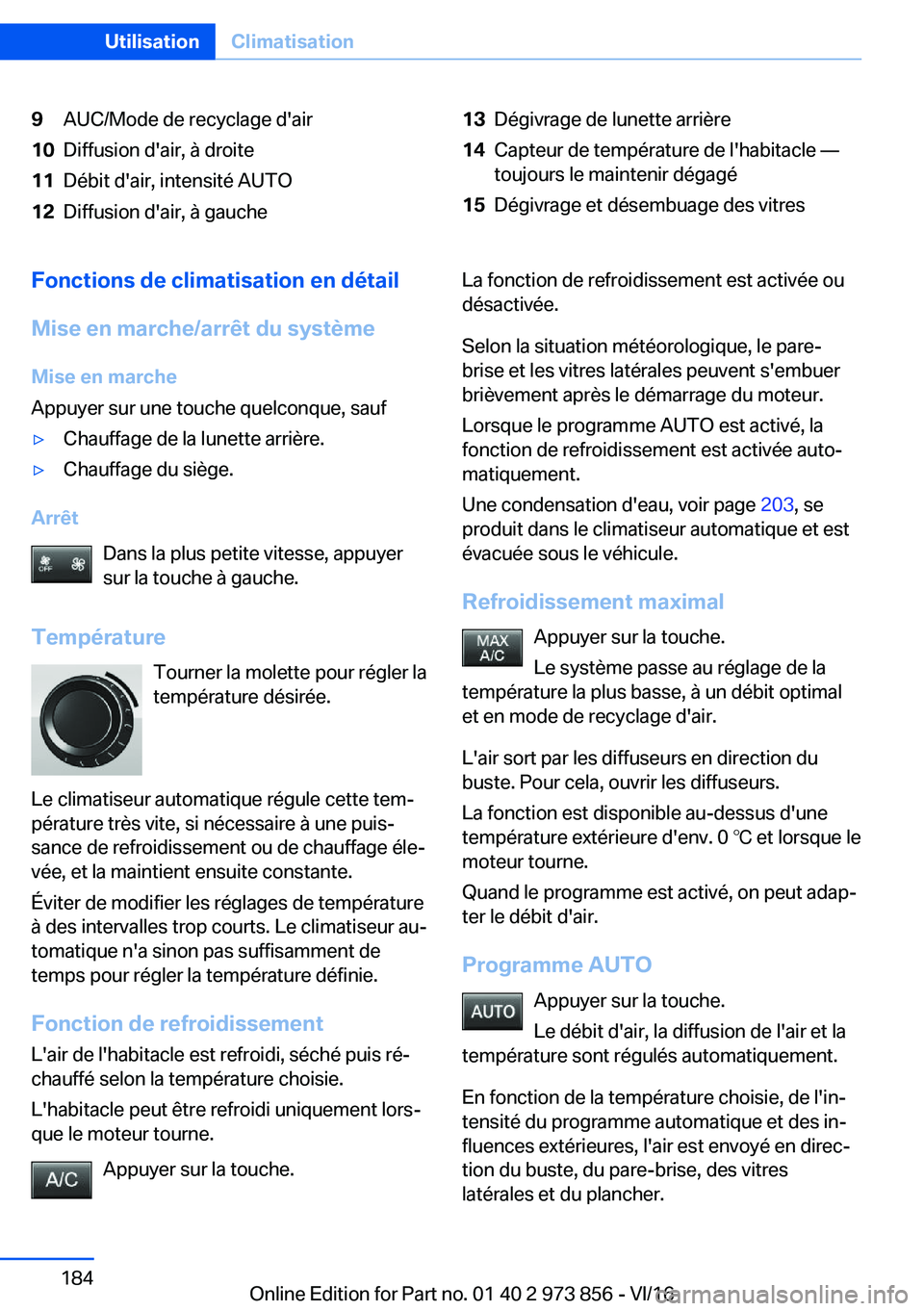BMW 4 SERIES COUPE 2017  Notices Demploi (in French) �9�A�U�C�/�M�o�d�e� �d�e� �r�e�c�y�c�l�a�g�e� �d�'�a�i�r�1�0�D�i�f�f�u�s�i�o�n� �d�'�a�i�r�,� �
