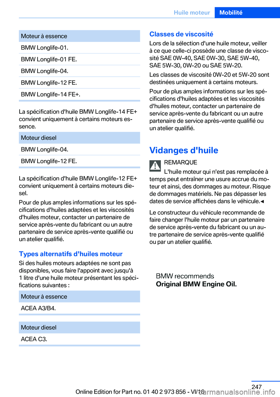 BMW 4 SERIES COUPE 2017  Notices Demploi (in French) �M�o�t�e�u�r� �