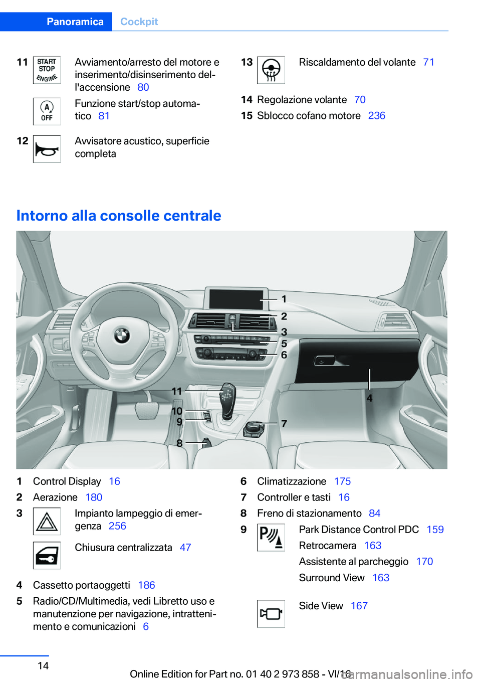 BMW 4 SERIES COUPE 2017  Libretti Di Uso E manutenzione (in Italian) �1�1�A�v�v�i�a�m�e�n�t�o�/�a�r�r�e�s�t�o� �d�e�l� �m�o�t�o�r�e� �e
�i�n�s�e�r�i�m�e�n�t�o�/�d�i�s�i�n�s�e�r�i�m�e�n�t�o� �d�e�lª
�l�'�a�c�c�e�n�s�i�o�n�e\_ �8�0�F�u�n�z�i�o�n�e� �s�t�a�r�t�/�s