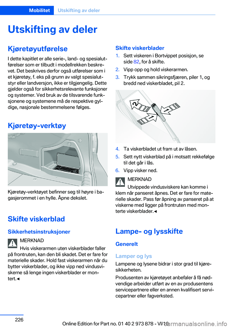 BMW 4 SERIES COUPE 2017  InstruksjonsbØker (in Norwegian) �U�t�s�k�i�f�t�i�n�g��a�v��d�e�l�e�r�K�j�