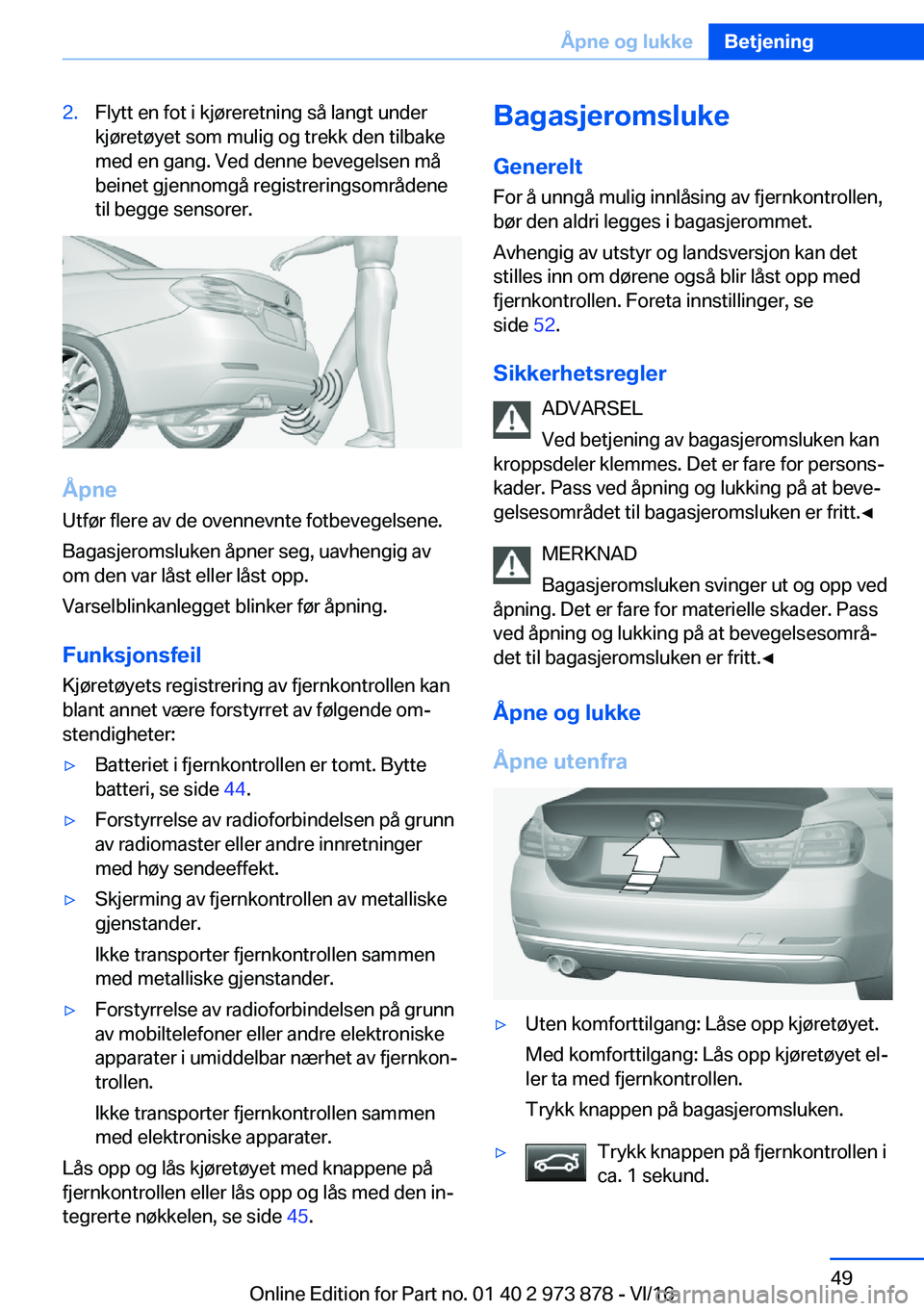 BMW 4 SERIES COUPE 2017  InstruksjonsbØker (in Norwegian) �2�.�F�l�y�t�t� �e�n� �f�o�t� �i� �k�j�