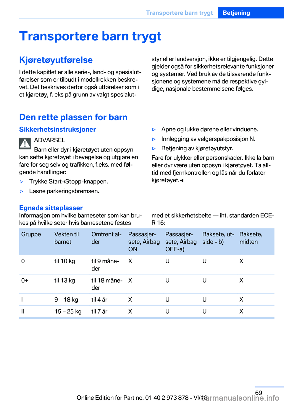 BMW 4 SERIES COUPE 2017  InstruksjonsbØker (in Norwegian) �T�r�a�n�s�p�o�r�t�e�r�e��b�a�r�n��t�r�y�g�t�K�j�