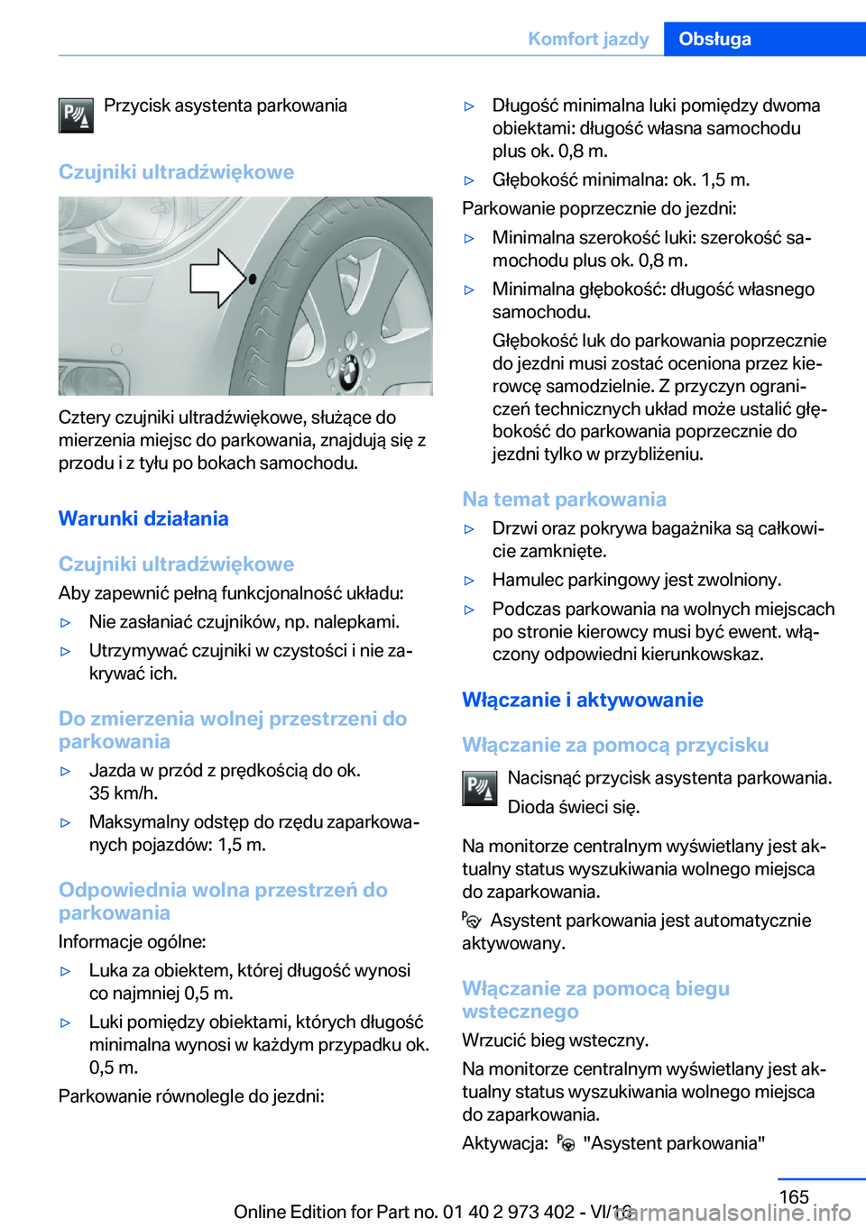 BMW 4 SERIES COUPE 2017  Instrukcja obsługi (in Polish) �P�r�z�y�c�i�s�k� �a�s�y�s�t�e�n�t�a� �p�a�r�k�o�w�a�n�i�a
�C�z�u�j�n�i�k�i��u�l�t�r�a�d7�w�i�