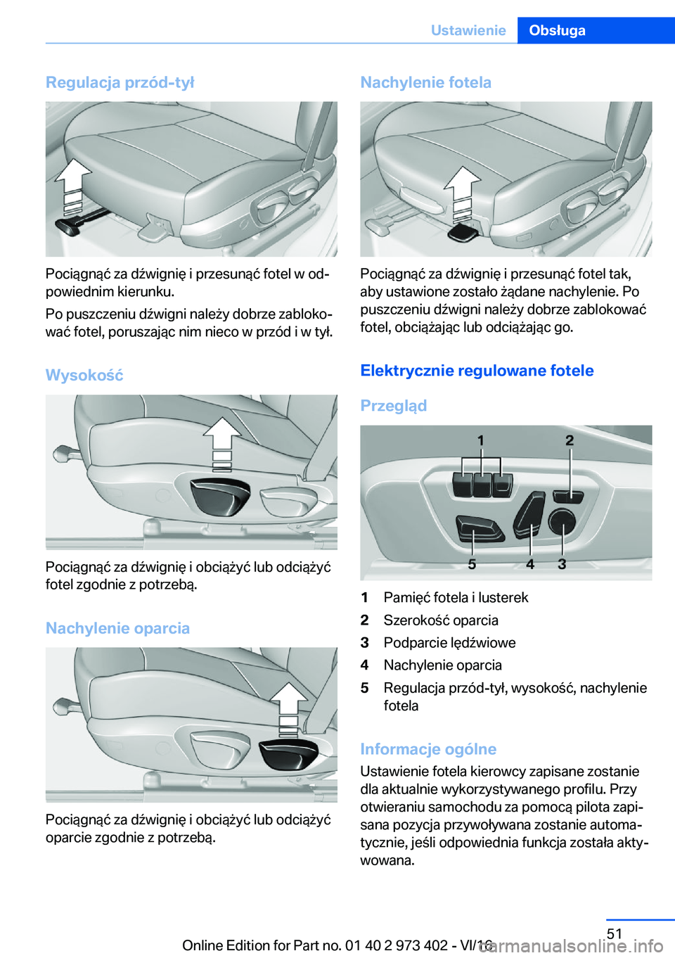 BMW 4 SERIES COUPE 2017  Instrukcja obsługi (in Polish) �R�e�g�u�l�a�c�j�a��p�r�z�