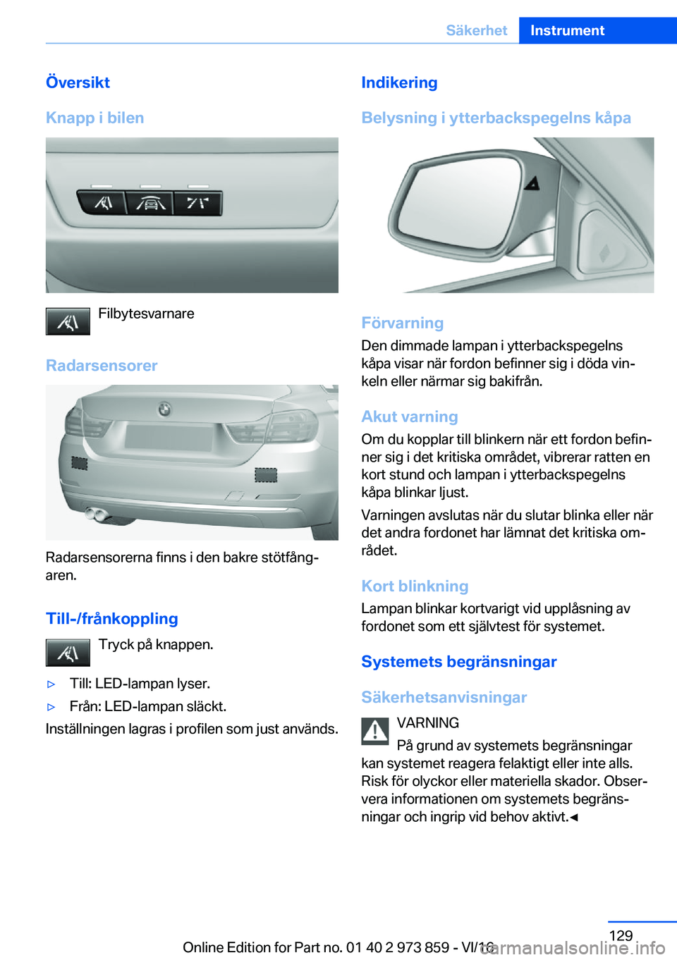 BMW 4 SERIES COUPE 2017  InstruktionsbÖcker (in Swedish) �