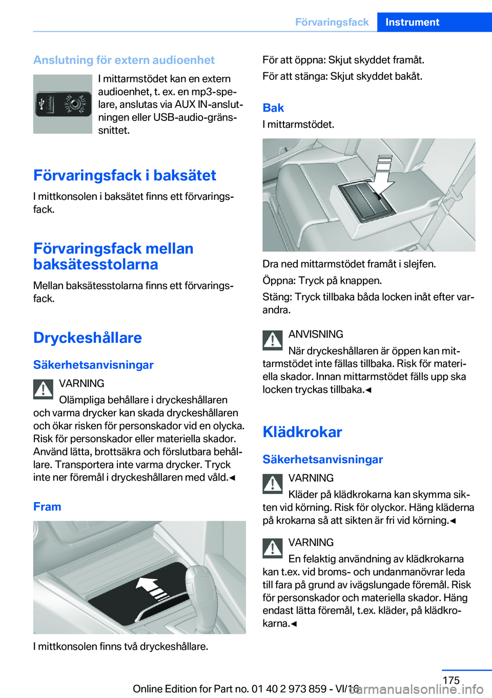 BMW 4 SERIES COUPE 2017  InstruktionsbÖcker (in Swedish) �A�n�s�l�u�t�n�i�n�g��f�