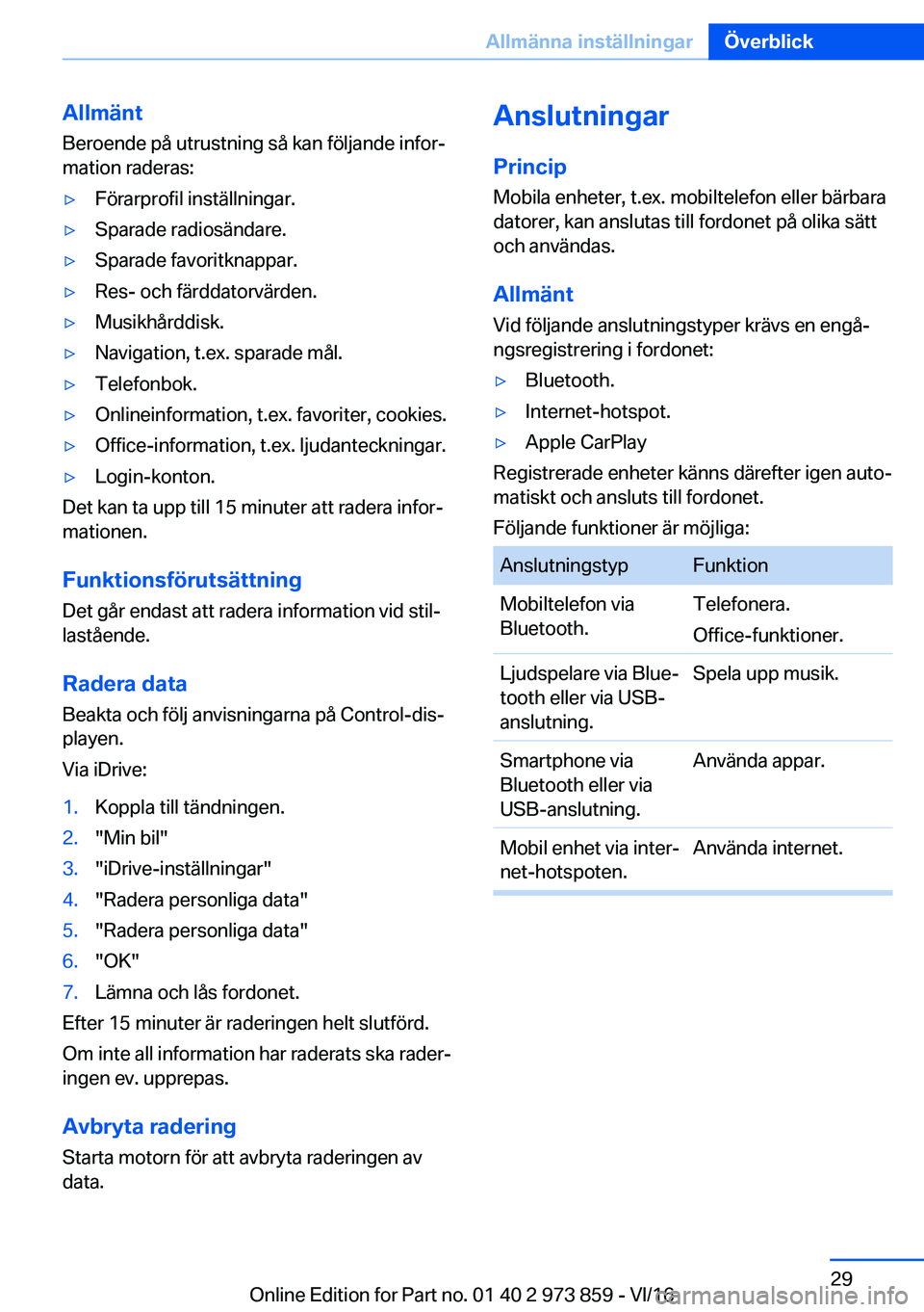 BMW 4 SERIES COUPE 2017  InstruktionsbÖcker (in Swedish) �A�l�l�m�ä�n�t
�B�e�r�o�e�n�d�e� �p�å� �u�t�r�u�s�t�n�i�n�g� �s�å� �k�a�n� �f�