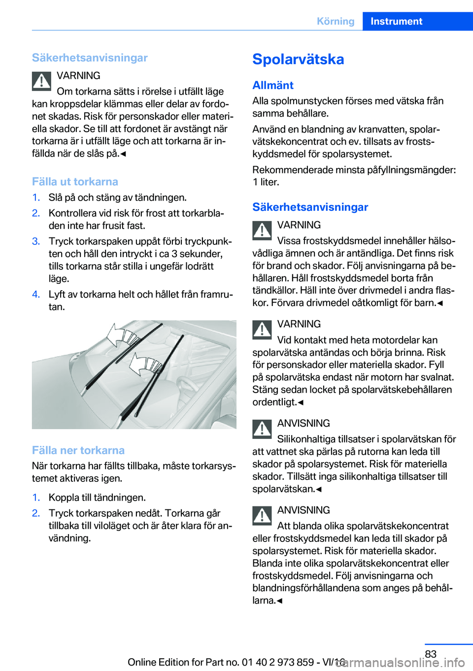 BMW 4 SERIES COUPE 2017  InstruktionsbÖcker (in Swedish) �S�ä�k�e�r�h�e�t�s�a�n�v�i�s�n�i�n�g�a�r�V�A�R�N�I�N�G
�O�m� �t�o�r�k�a�r�n�a� �s�ä�t�t�s� �i� �r�