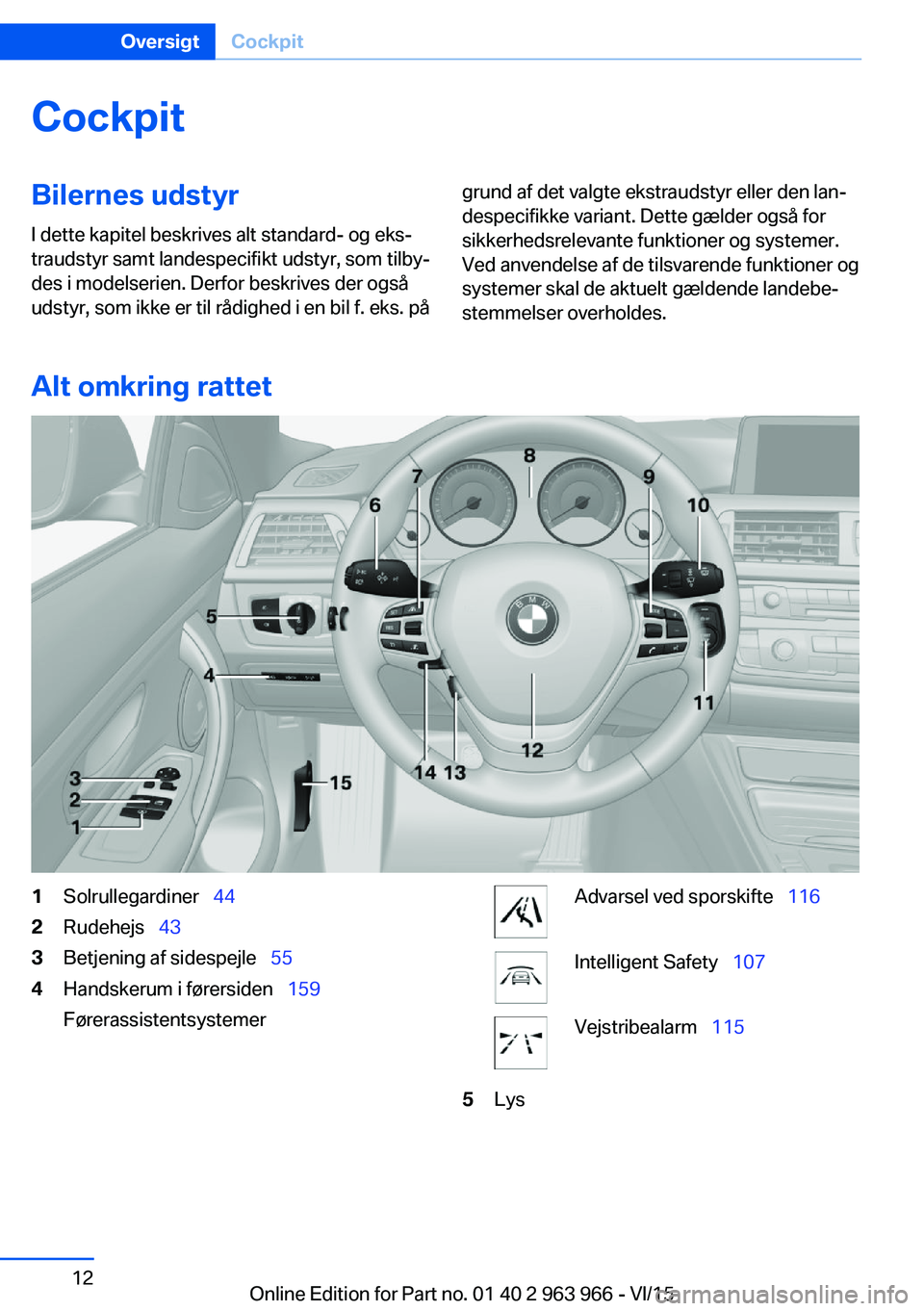 BMW 4 SERIES COUPE 2016  InstruktionsbØger (in Danish) CockpitBilernes udstyr
I dette kapitel beskrives alt standard- og eks‐
traudstyr samt landespecifikt udstyr, som tilby‐
des i modelserien. Derfor beskrives der også
udstyr, som ikke er til rådig