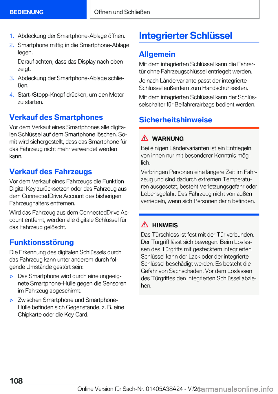 BMW 4 SERIES GRAN COUPE 2022  Betriebsanleitungen (in German) �1�.�A�b�d�e�c�k�u�n�g��d�e�r��S�m�a�r�t�p�h�o�n�e�-�A�b�l�a�g�e��