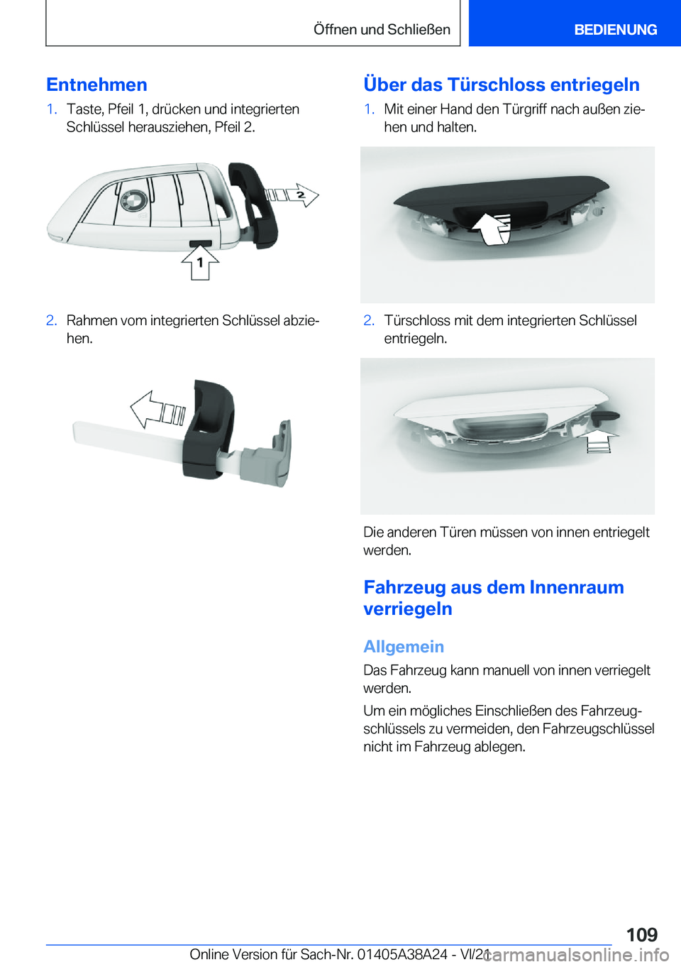 BMW 4 SERIES GRAN COUPE 2022  Betriebsanleitungen (in German) �E�n�t�n�e�h�m�e�n�1�.�T�a�s�t�e�,��P�f�e�i�l��1�,��d�r�