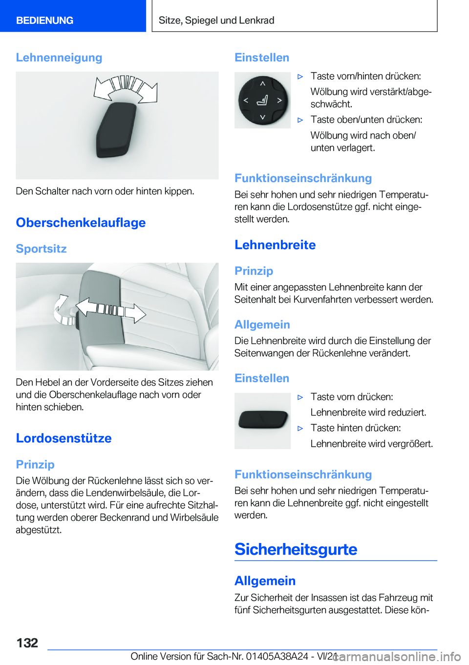 BMW 4 SERIES GRAN COUPE 2022  Betriebsanleitungen (in German) �L�e�h�n�e�n�n�e�i�g�u�n�g
�D�e�n��S�c�h�a�l�t�e�r��n�a�c�h��v�o�r�n��o�d�e�r��h�i�n�t�e�n��k�i�p�p�e�n�.�O�b�e�r�s�c�h�e�n�k�e�l�a�u�f�l�a�g�e
�S�p�o�r�t�s�i�t�z
�D�e�n��H�e�b�e�l��a�n��d�e�