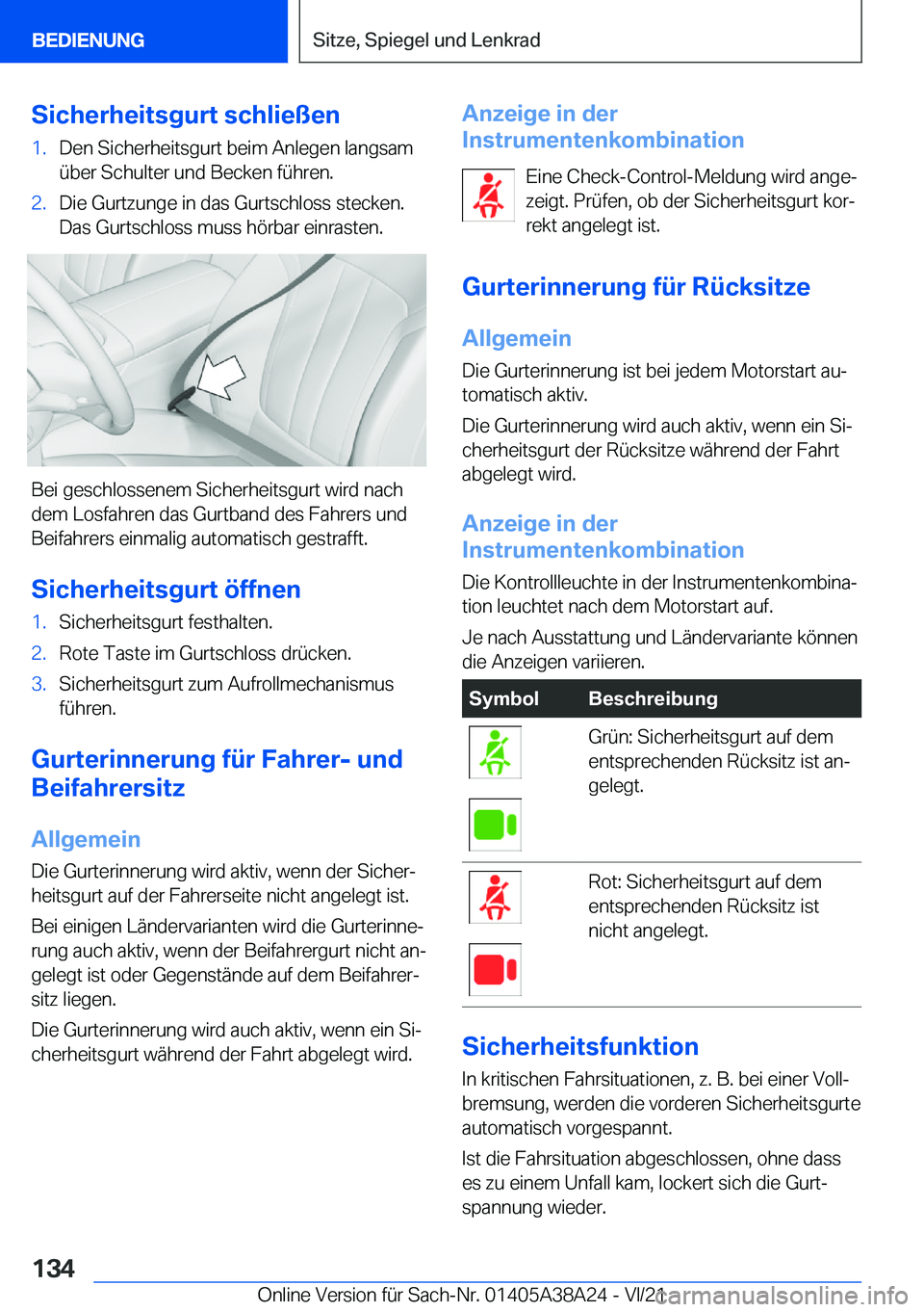 BMW 4 SERIES GRAN COUPE 2022  Betriebsanleitungen (in German) �S�i�c�h�e�r�h�e�i�t�s�g�u�r�t��s�c�h�l�i�e�