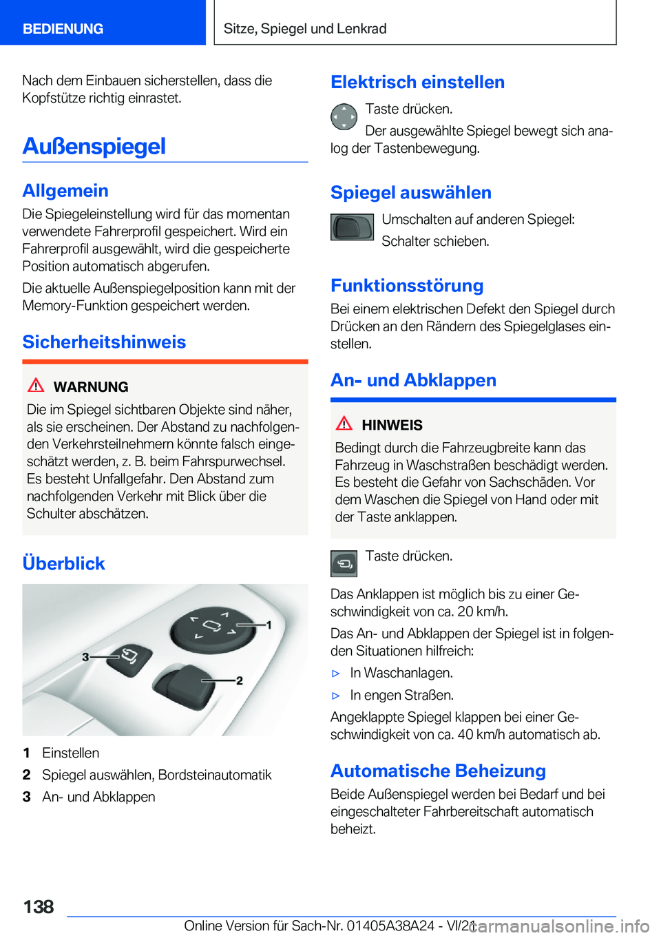 BMW 4 SERIES GRAN COUPE 2022  Betriebsanleitungen (in German) �N�a�c�h��d�e�m��E�i�n�b�a�u�e�n��s�i�c�h�e�r�s�t�e�l�l�e�n�,��d�a�s�s��d�i�e
�K�o�p�f�s�t�