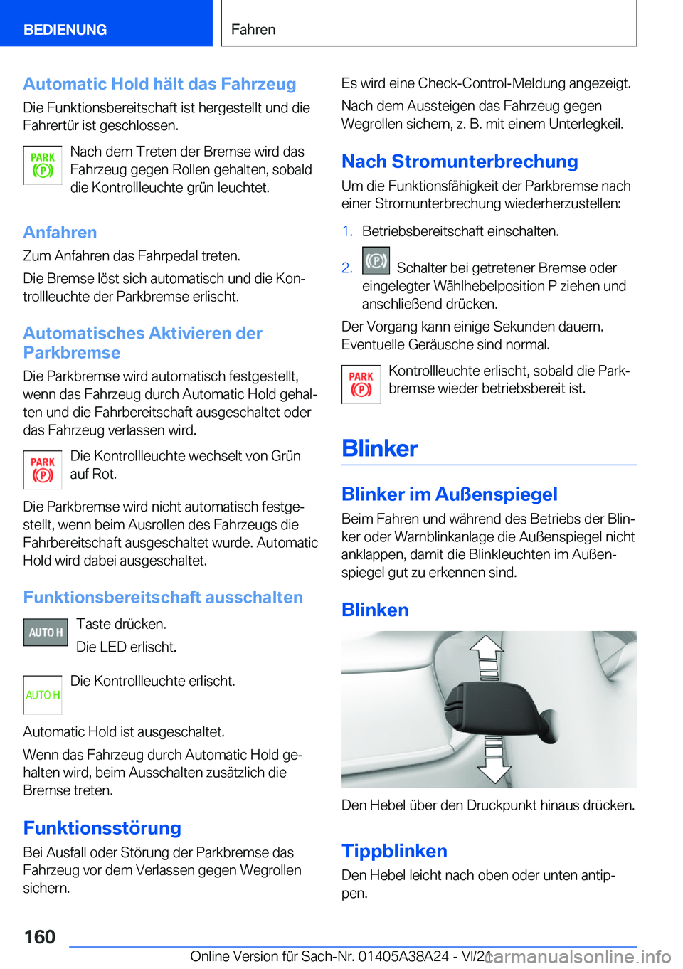 BMW 4 SERIES GRAN COUPE 2022  Betriebsanleitungen (in German) �A�u�t�o�m�a�t�i�c��H�o�l�d��h�