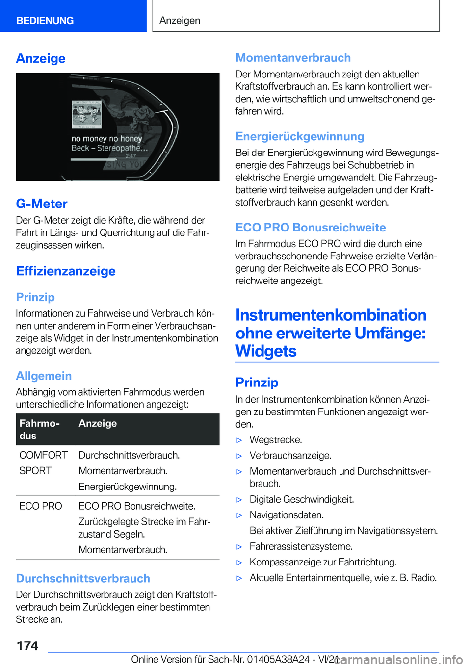 BMW 4 SERIES GRAN COUPE 2022  Betriebsanleitungen (in German) �A�n�z�e�i�g�e
�G�-�M�e�t�e�r�D�e�r��G�-�M�e�t�e�r��z�e�i�g�t��d�i�e��K�r�