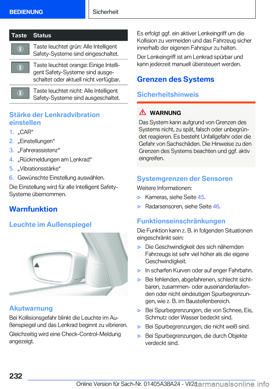 BMW 4 SERIES GRAN COUPE 2022  Betriebsanleitungen (in German) �T�a�s�t�e�S�t�a�t�u�s�T�a�s�t�e��l�e�u�c�h�t�e�t��g�r�