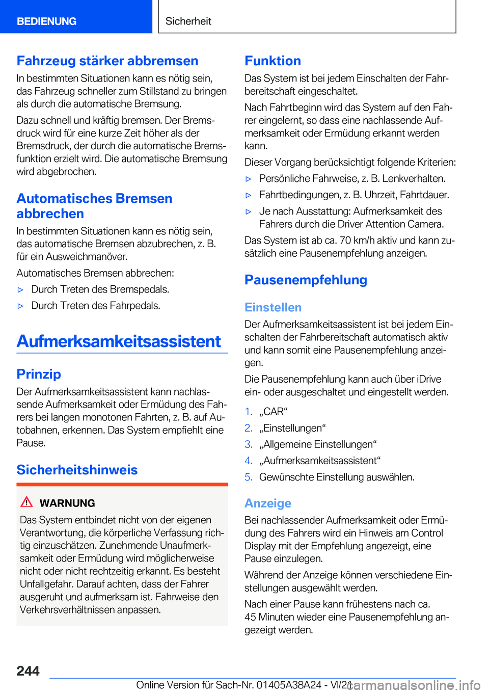BMW 4 SERIES GRAN COUPE 2022  Betriebsanleitungen (in German) �F�a�h�r�z�e�u�g��s�t�