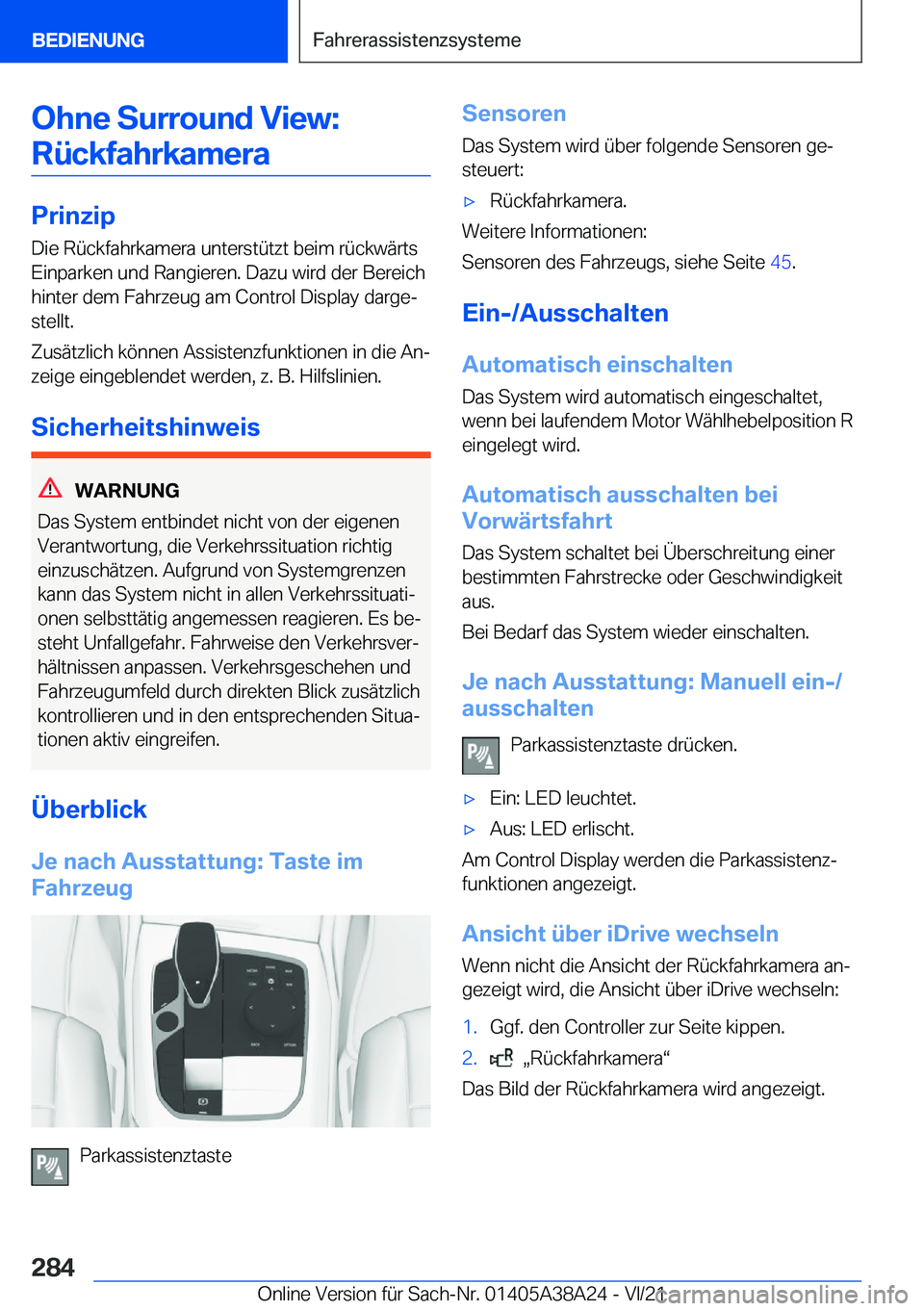 BMW 4 SERIES GRAN COUPE 2022  Betriebsanleitungen (in German) �O�h�n�e��S�u�r�r�o�u�n�d��V�i�e�w�:�R�
