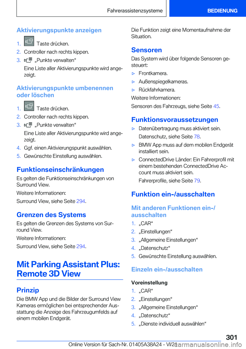 BMW 4 SERIES GRAN COUPE 2022  Betriebsanleitungen (in German) �A�k�t�i�v�i�e�r�u�n�g�s�p�u�n�k�t�e��a�n�z�e�i�g�e�n�1�.���T�a�s�t�e��d�r�