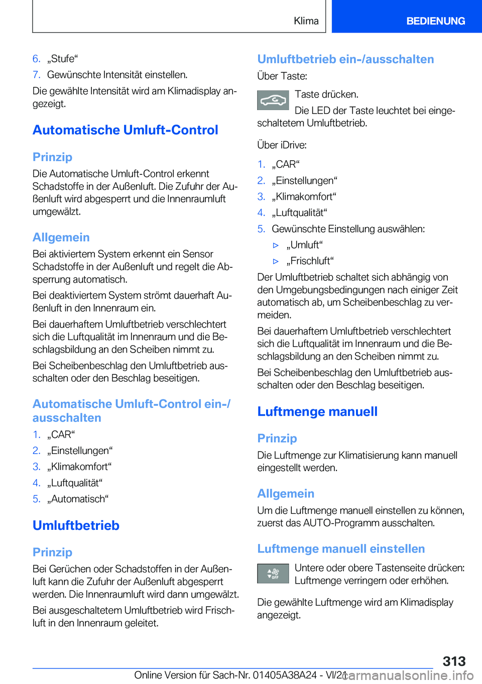 BMW 4 SERIES GRAN COUPE 2022  Betriebsanleitungen (in German) �6�.x�S�t�u�f�ev�7�.�G�e�w�