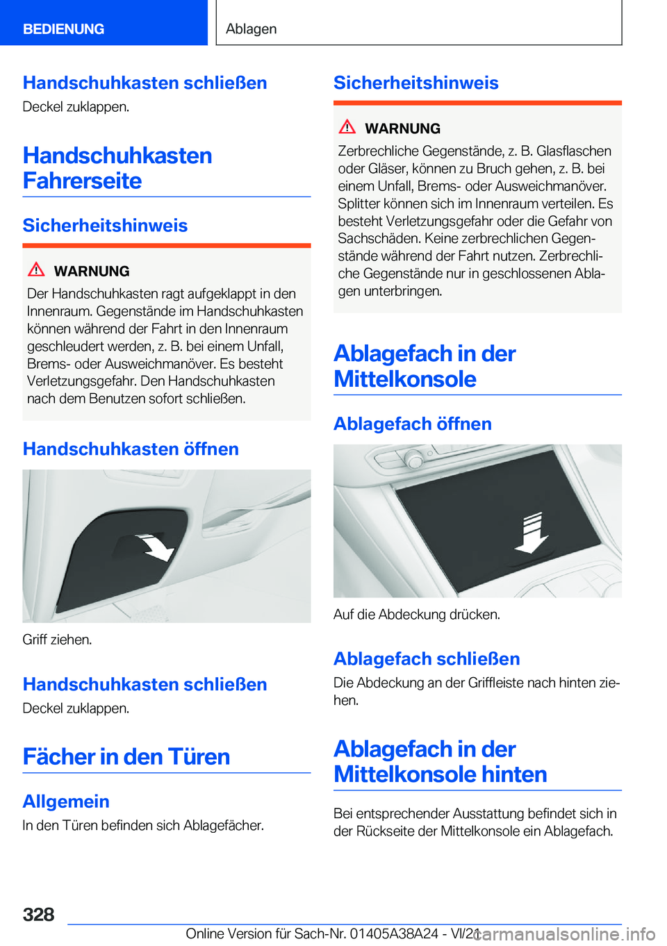 BMW 4 SERIES GRAN COUPE 2022  Betriebsanleitungen (in German) �H�a�n�d�s�c�h�u�h�k�a�s�t�e�n��s�c�h�l�i�e�