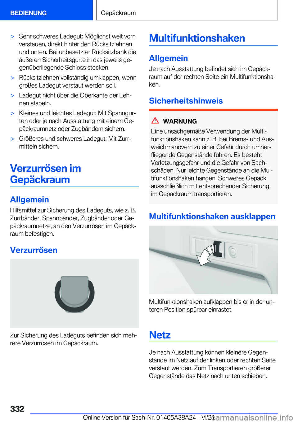 BMW 4 SERIES GRAN COUPE 2022  Betriebsanleitungen (in German) x�S�e�h�r��s�c�h�w�e�r�e�s��L�a�d�e�g�u�t�:��M�