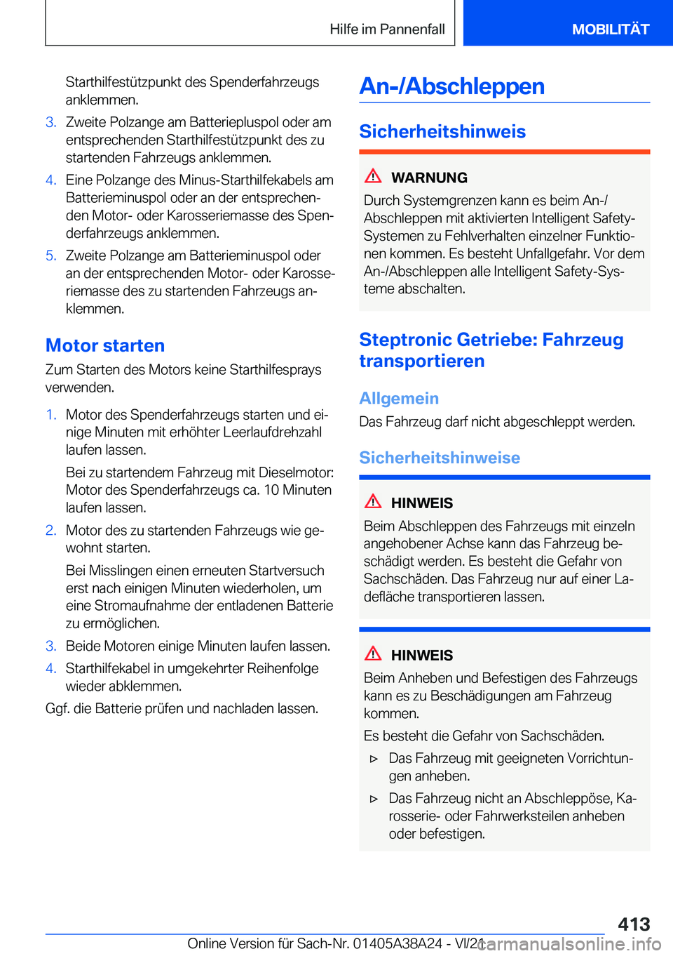 BMW 4 SERIES GRAN COUPE 2022  Betriebsanleitungen (in German) �S�t�a�r�t�h�i�l�f�e�s�t�
