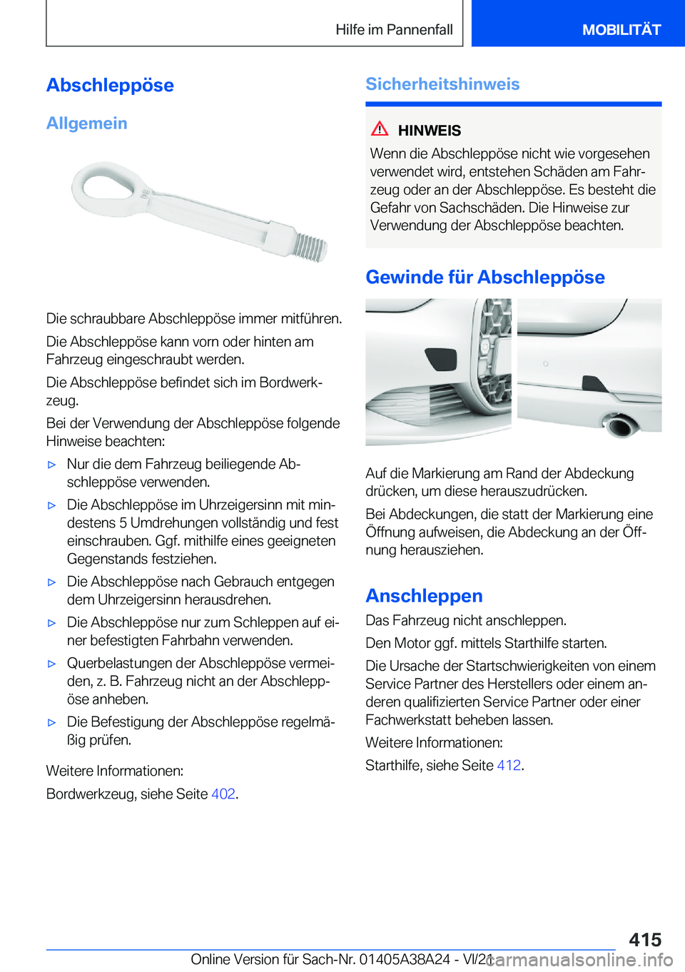 BMW 4 SERIES GRAN COUPE 2022  Betriebsanleitungen (in German) �A�b�s�c�h�l�e�p�p�